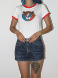 Bertha Bear | Ringer Short Sleeve Red trim White body