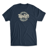 UPLIFT Old School Logo Mens Unisex Vintage Navy Tri-Blend Crew T-Shirt