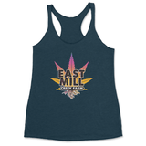 East Mill Sunset Leaf Logo Ladies Indigo Tri-Blend Racerback Tank