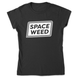 SPACE WEED Logo Ladies Black T-Shirt Softstyle