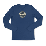 UPLIFT Old School Logo Unisex Cool Blue Cotton Long Sleeve Crew