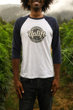 UPLIFT Old School Logo Unisex White/Navy ¾ Sleeve Baseball Tee